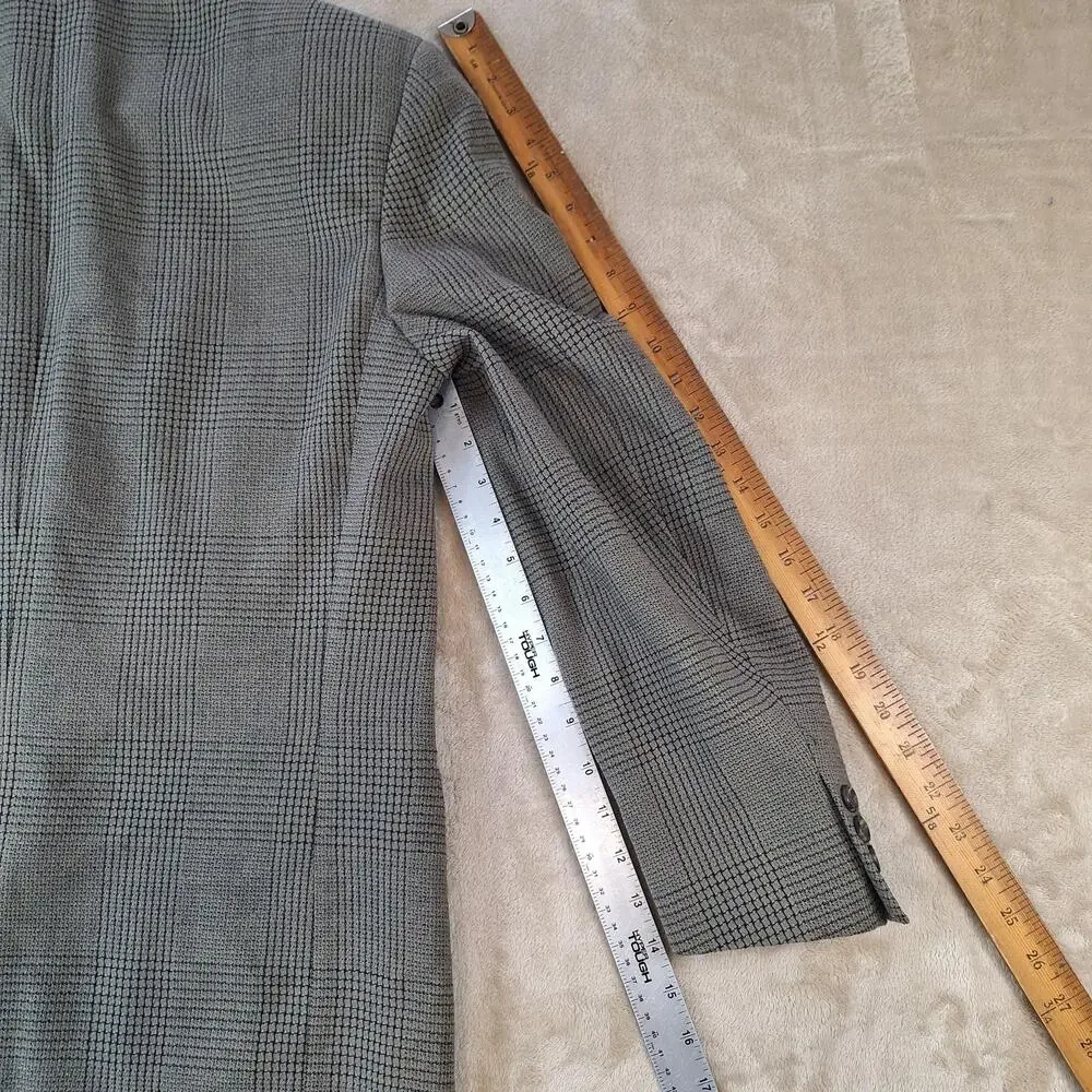 Canali Sport Coat Mens 42R Gray Wool Check Classic Fit Ventless 2 Button Italy